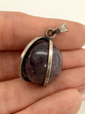 Amethyst 20mm Round Sphere Orb Ball Pendant Natural Gemstone Necklace